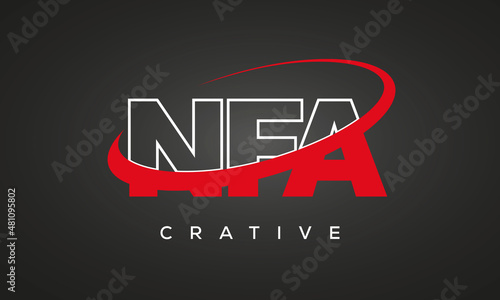 NFA creative letters logo with 360 symbol vector art template design photo