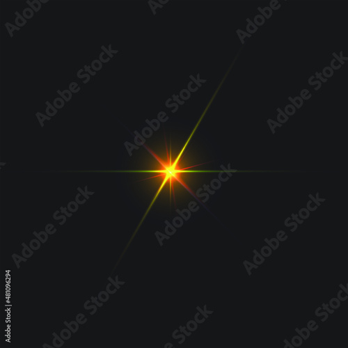 Lens flare isolated on black background 