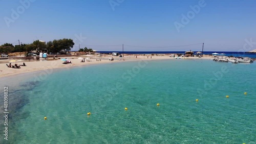 Stunning drone view of Stavros Beach In Crete Island