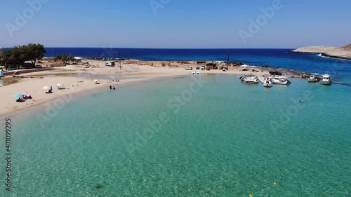 Stunning drone view of Stavros Beach In Crete Island