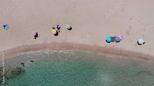 Stunning drone view of Stavros Beach In Crete Island
