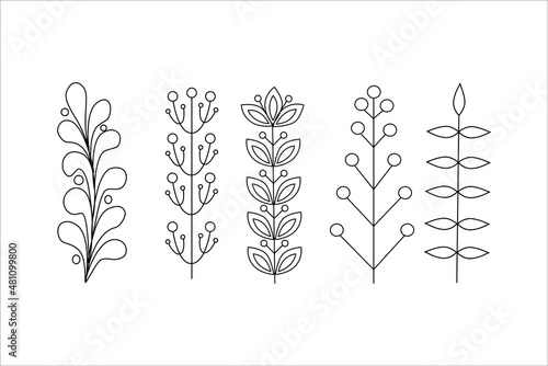 Set of flowers in the Scandinavian style. Vector illustration