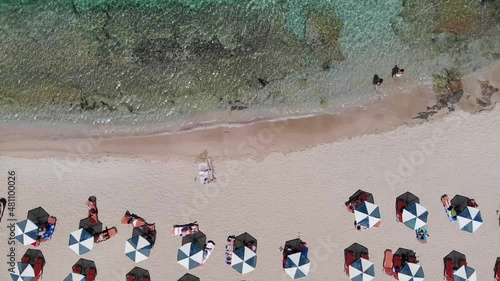 Stunning drone view of Stavros Beach In Crete Island