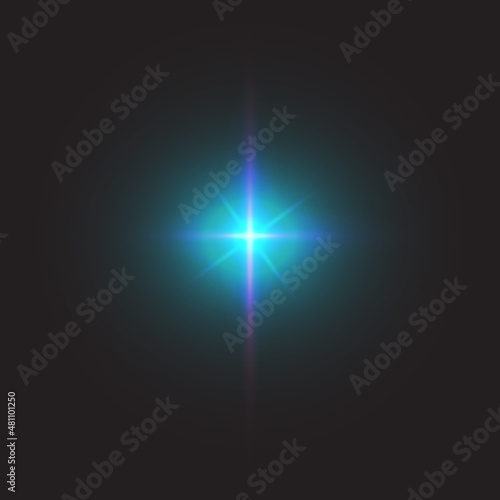 Lens flare isolated on black background 
