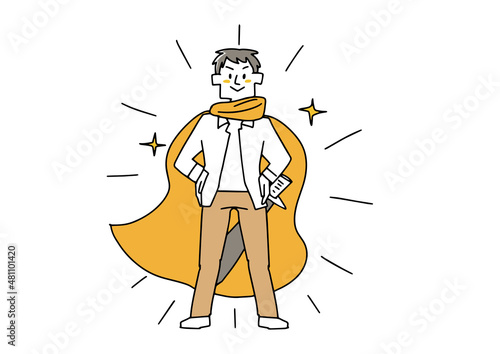 物語の主人公のような男性　勇者のコスプレ　温かみのある手描きの人物イラスト　白バックにベクター