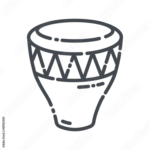 Conga drum Line icon. Djembe Musical percussion instrument icon