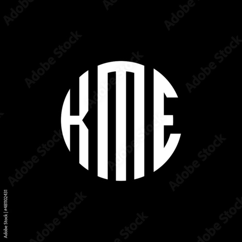 KME letter logo design. KME modern letter logo with black background. KME creative  letter logo. simple and modern letter KME logo template, KME circle letter logo design with circle shape.  photo