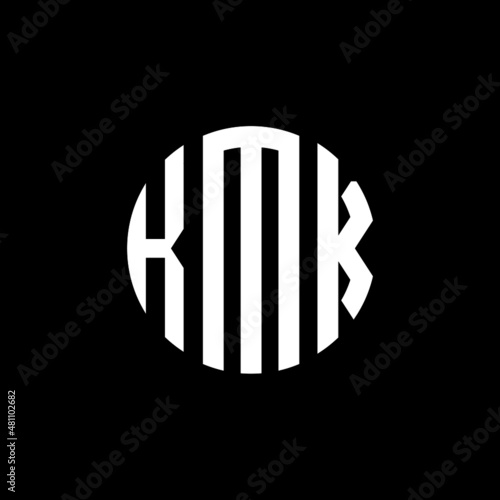 KMK letter logo design. KMK modern letter logo with black background. KMK creative  letter logo. simple and modern letter KMK logo template, KMK circle letter logo design with circle shape.  photo