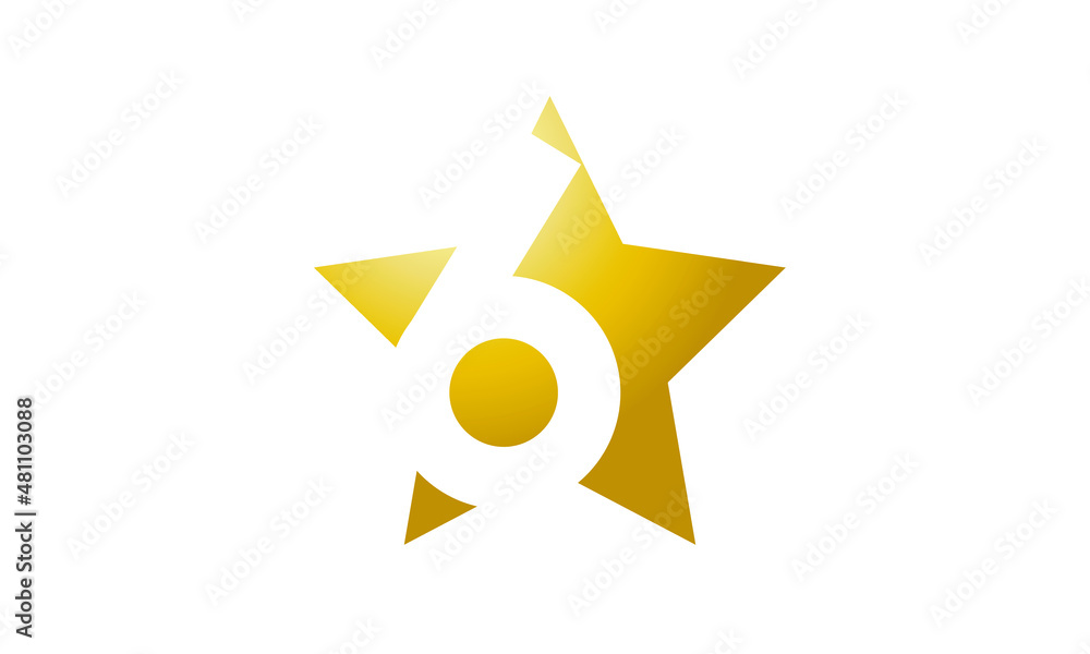 6 Number New Gold Abstract Star Logo 6 Number New Gold Abstract Star Logo