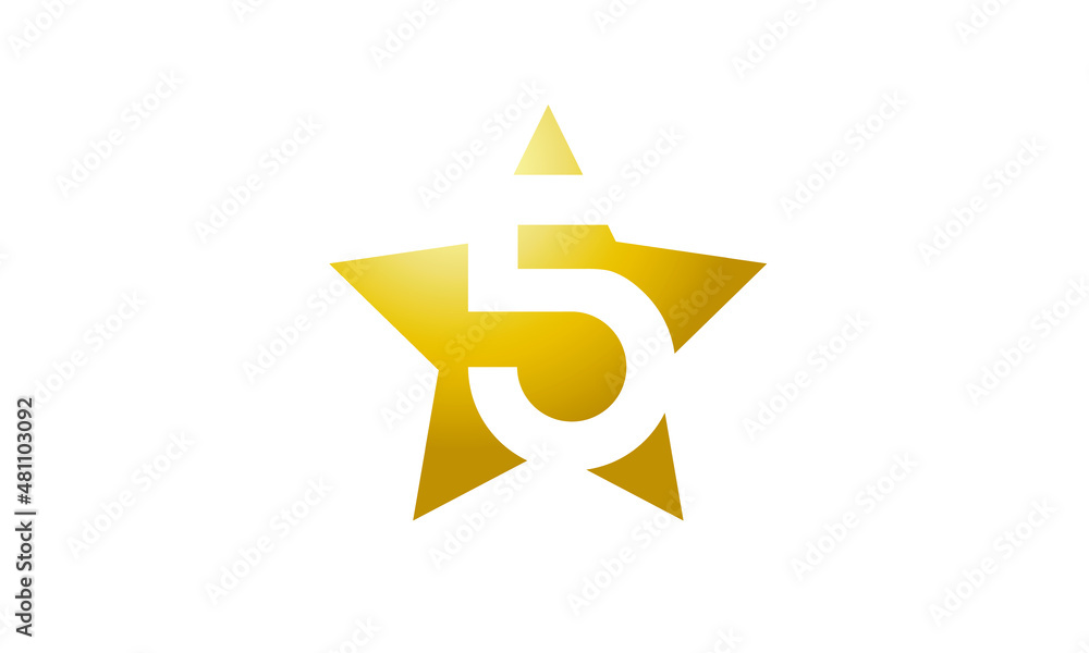 5 Number New Gold Abstract Star Logo 5 Number New Gold Abstract Star Logo