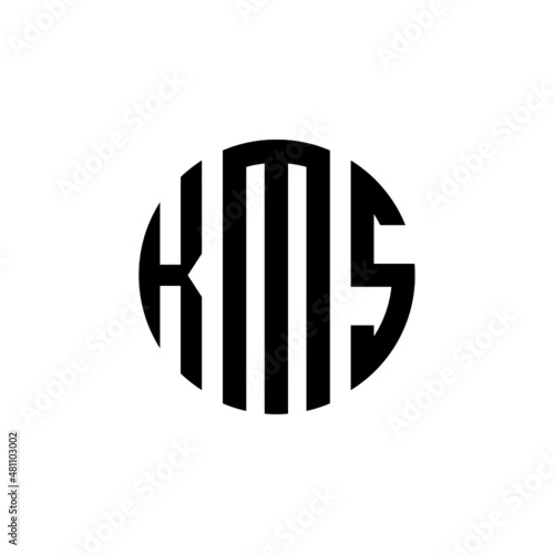 KMS letter logo design. KMS modern letter logo with black background. KMS creative  letter logo. simple and modern letter KMS logo template, KMS circle letter logo design with circle shape.  photo