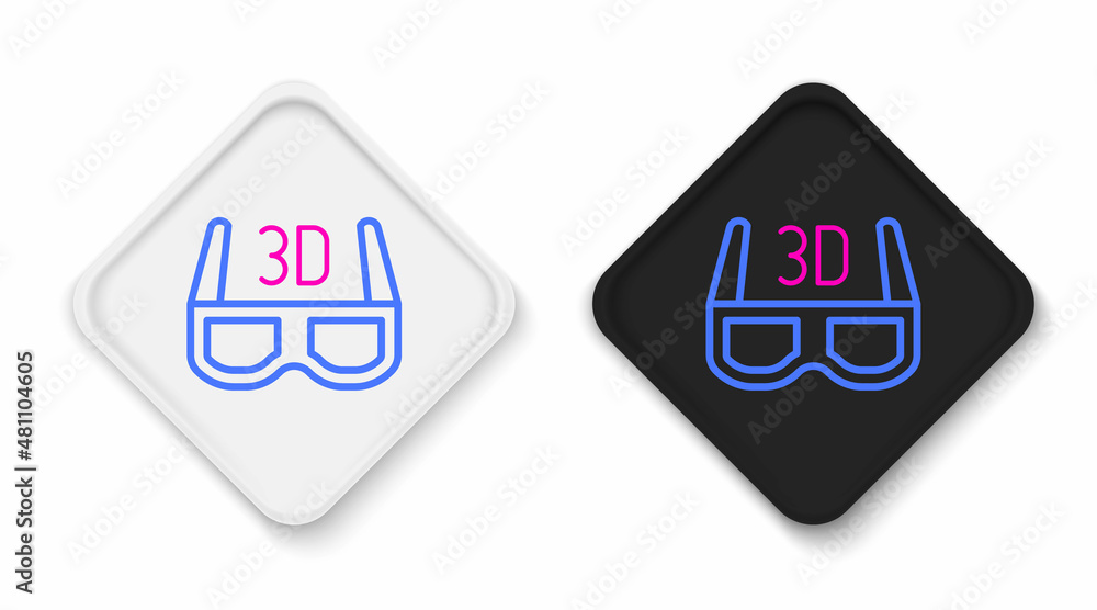 Line 3D cinema glasses icon isolated on white background. Colorful outline concept. Vector Line 3D cinema glasses icon isolated on white background. Colorful outline concept. Vector