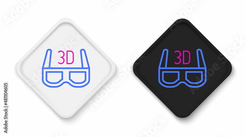 Line 3D cinema glasses icon isolated on white background. Colorful outline concept. Vector