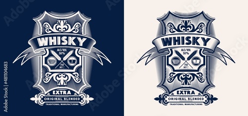 Template decorative label for whiskey and other alcohol drink
