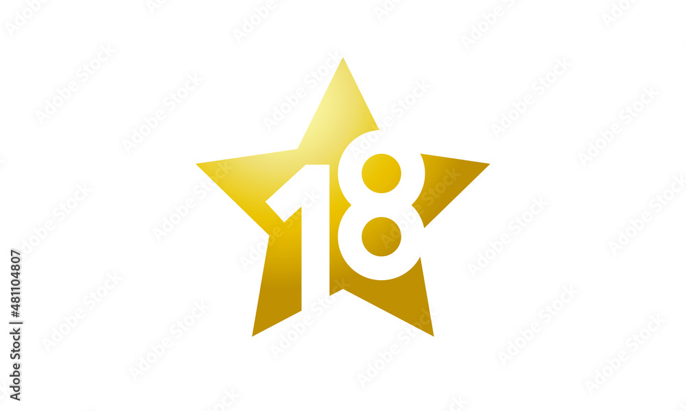 18 Number New Gold Abstract Star Logo 18 Number New Gold Abstract Star Logo
