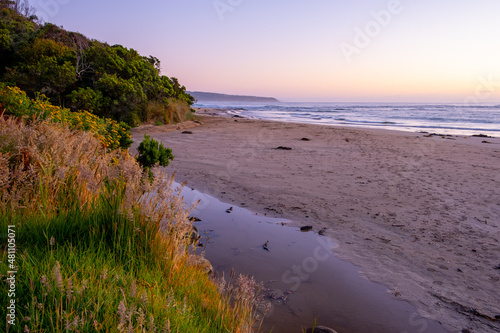 Ocean beach at sunset on Great Ocean Walk  Australia