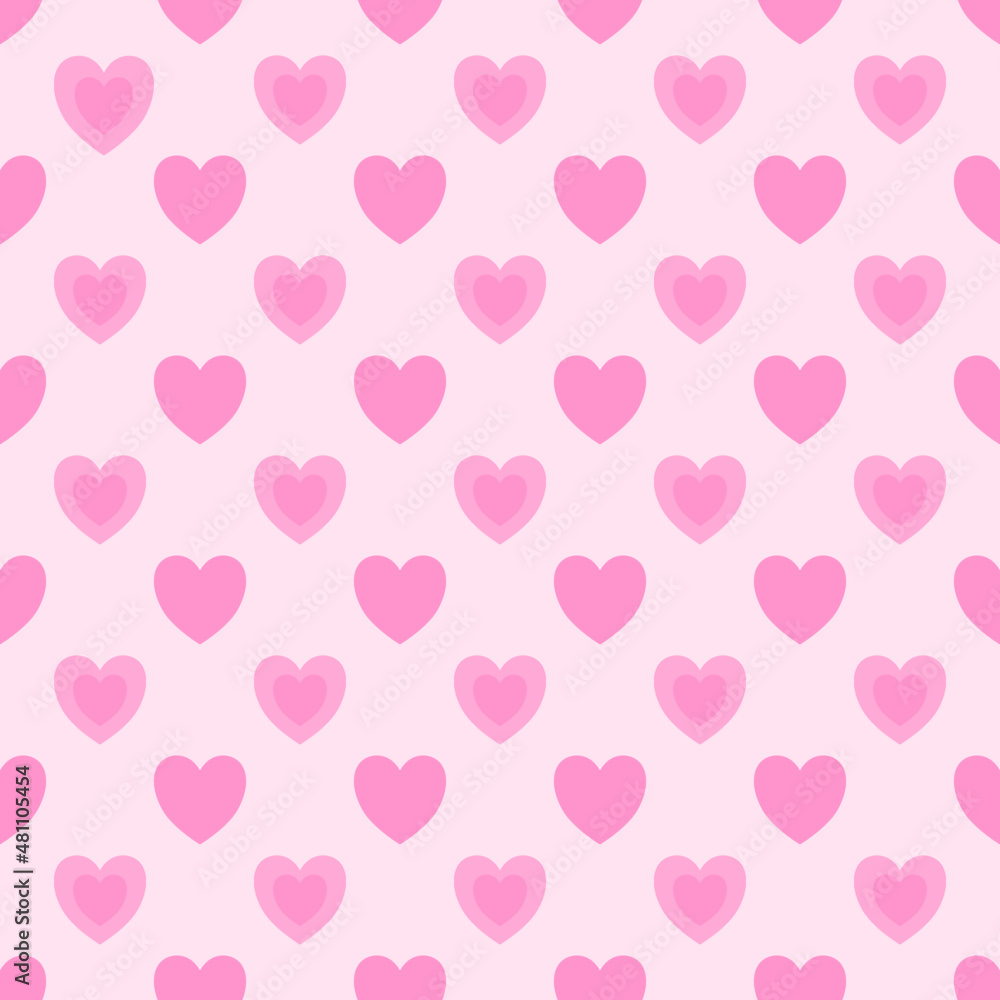 A bright pink background with a pink heart makes up the heart seamless design.
