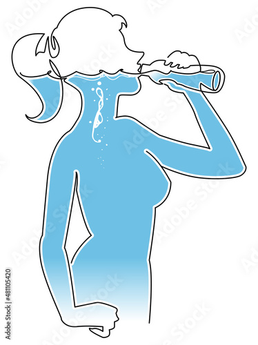 水を飲む人-カラー