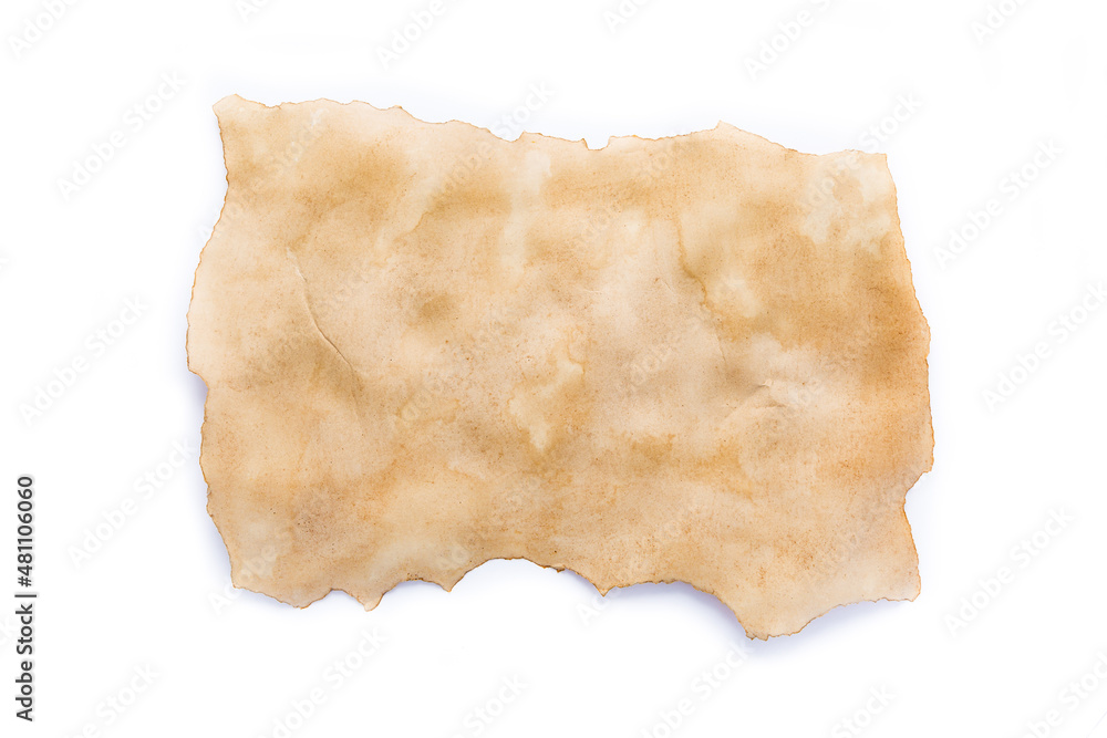 Old paper manusript or parchment on white background Old paper manusript or parchment on white background