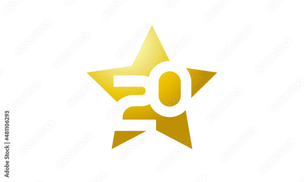 20 Number New Gold Abstract Star Logo 20 Number New Gold Abstract Star Logo