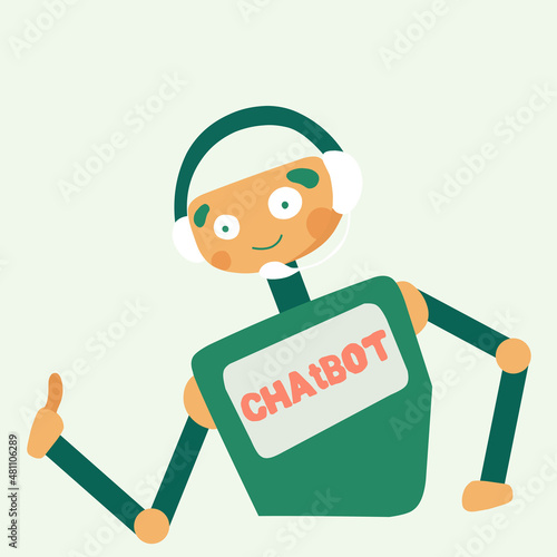 Chat bot social networks for marketing design, Flat illustration. Virtual assistant bot icon.
