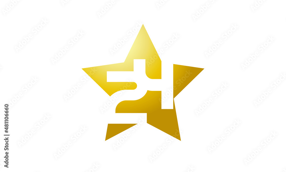 Fototapeta premium 24 Number New Gold Abstract Star Logo