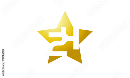 24 Number New Gold Abstract Star Logo