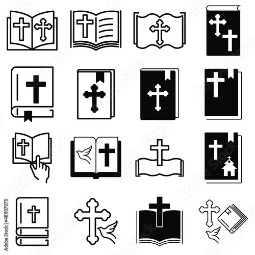 Bible Church with Religion Cross measurement icons  symbol vector elements for infographic web