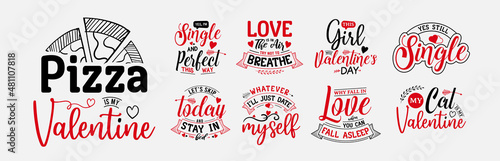 Set of colorful anti valentines day lettering vector illustration , hand drawn lettering quotes for t-shirt, poster, sticker and card
