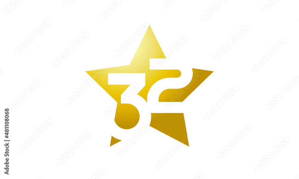 32 Number New Gold Abstract Star Logo 32 Number New Gold Abstract Star Logo