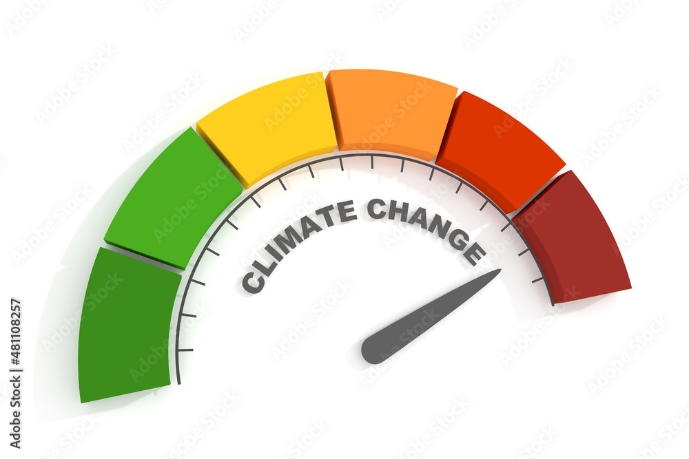 Climate change measuring device with arrow and scale. 3D Render Climate change measuring device with arrow and scale. 3D Render