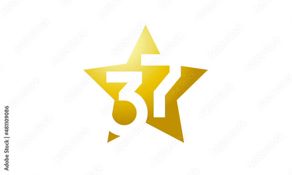 37 Number New Gold Abstract Star Logo 37 Number New Gold Abstract Star Logo