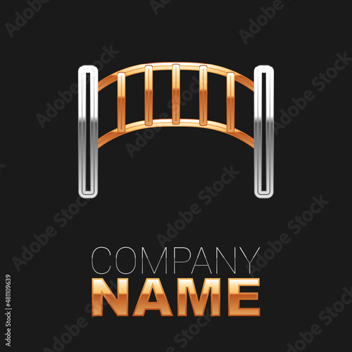 Line Playground kids bridge icon isolated on black background. Colorful outline concept. Vector