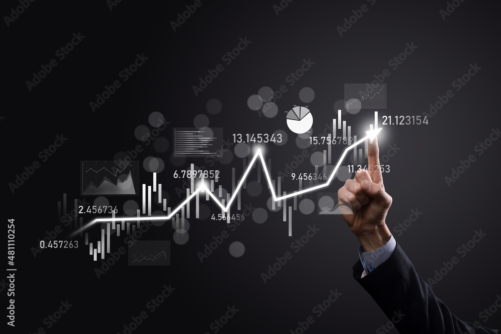Businessman hold sales data and economic growth graph chart. Business planning and strategy. Analysing trading of exchange. Financial and banking. Technology digital marketing.Profit and growing plan. Businessman hold sales data and economic growth graph chart. Business planning and strategy. Analysing trading of exchange. Financial and banking. Technology digital marketing.Profit and growing plan.