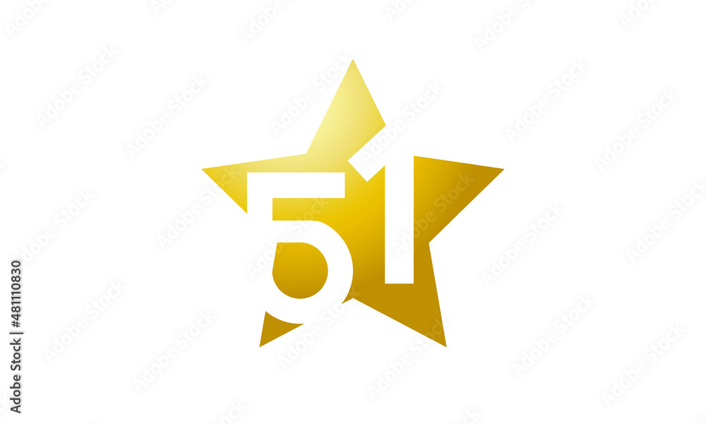 51 Number New Gold Abstract Star Logo 51 Number New Gold Abstract Star Logo
