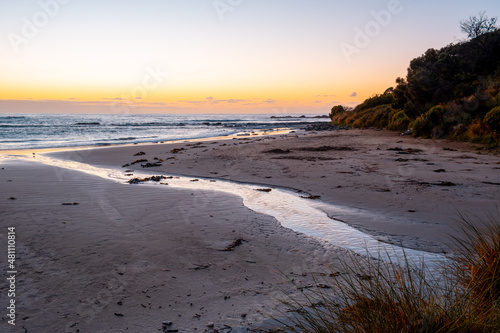 Scenic sunset over ocean beach in Australia