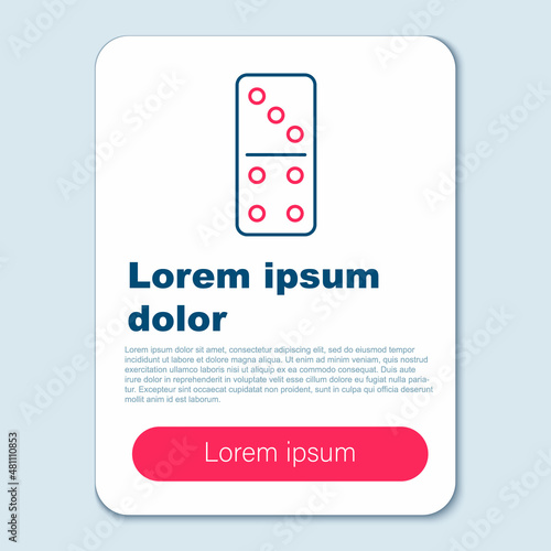 Line Domino icon isolated on grey background. Colorful outline concept. Vector