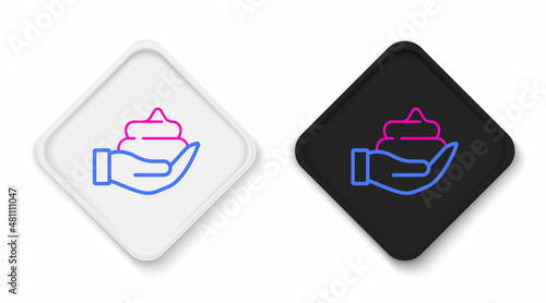 Line Shaving gel foam on hand icon isolated on white background. Shaving cream. Colorful outline concept. Vector