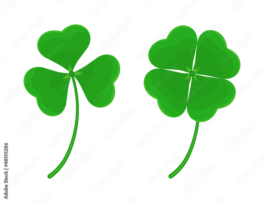 Clover with three and four leaves. Good luck symbol. Clover with three and four leaves. Good luck symbol.