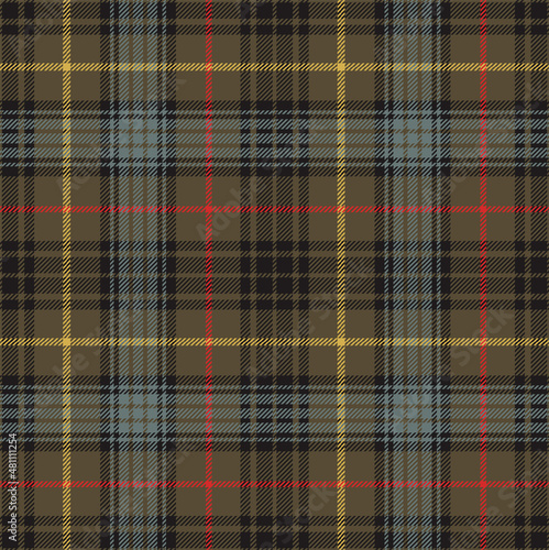 Stewart hunting weathered tartan plaid. Scottish pattern fabric swatch close-up. 