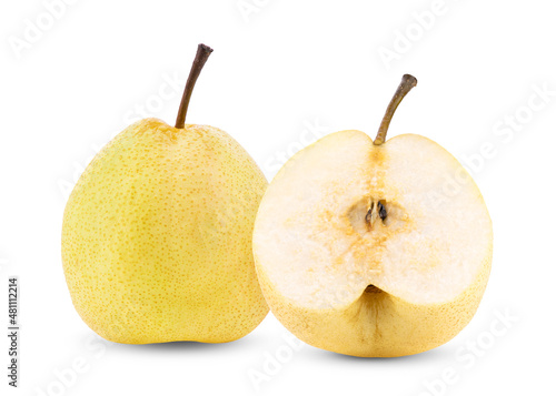 yellow pear fruit on white
