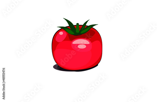 Red tomato isolated on white background. Tomatos cartoon infographics, illustration cartoon tomato simple flat, organic food. Vector illustration, packaging.