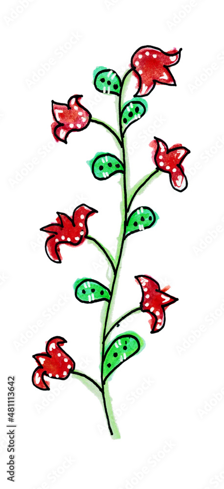 Blume mit 6 roten Blüten Blume mit 6 roten Blüten