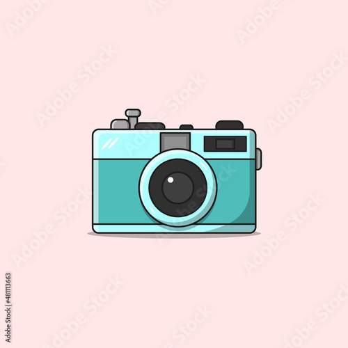 Camera Vector Ilustration On Pink background