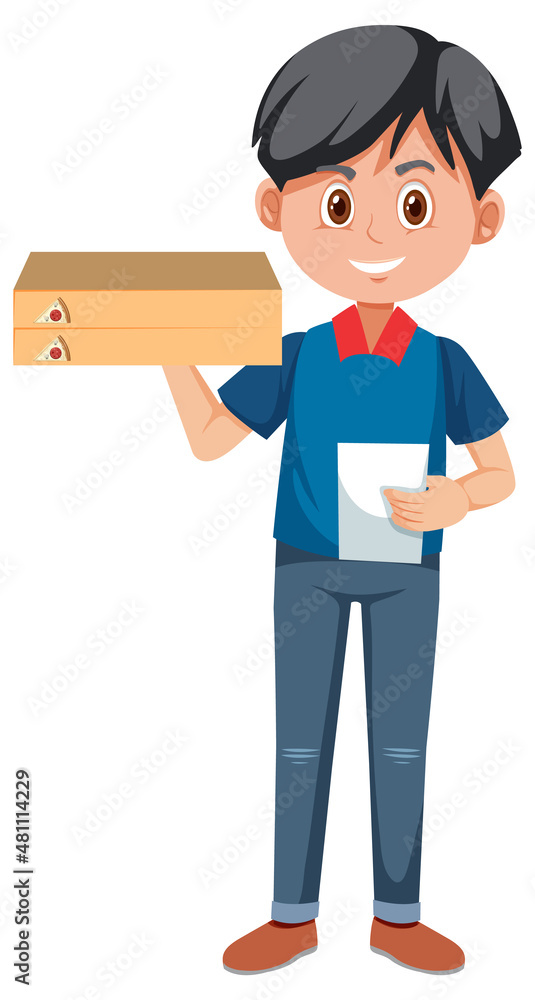 Delivery man cartoon character on white background Delivery man cartoon character on white background