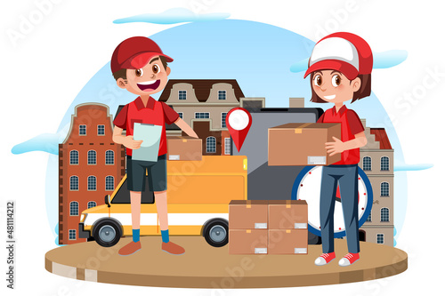 Delivery worker with many package
