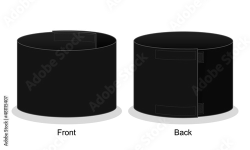 Blank Black Armband Captain Template on White Background.Front and Back View, Vector File.