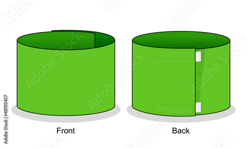 Blank Green Armband Template on White Background.
Front and Back View, Vector File.