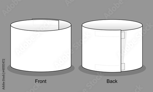 Blank White Armband Captain Template on Gray Background.Front and Back View, Vector File.