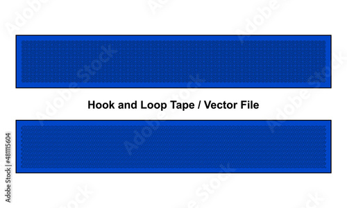 Blue Hook and Loop Tape Fastener Template on White Background, Vector File.